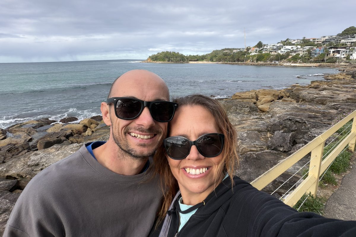 Wayne and Ingrid on a coastal walk by the sea
